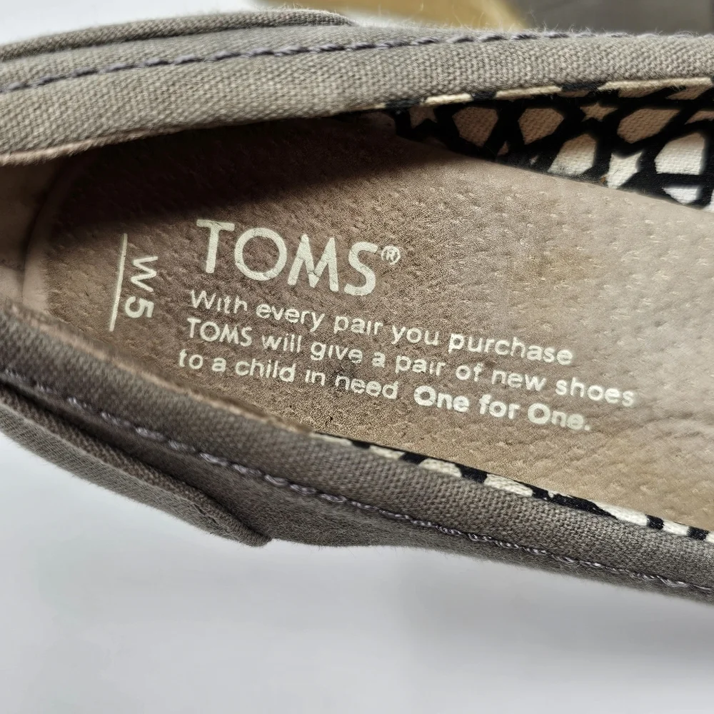TOMS Calypso Gray Espadrille Jute Open Toe Wedges Canvas‎ Shoes Womens Size 5